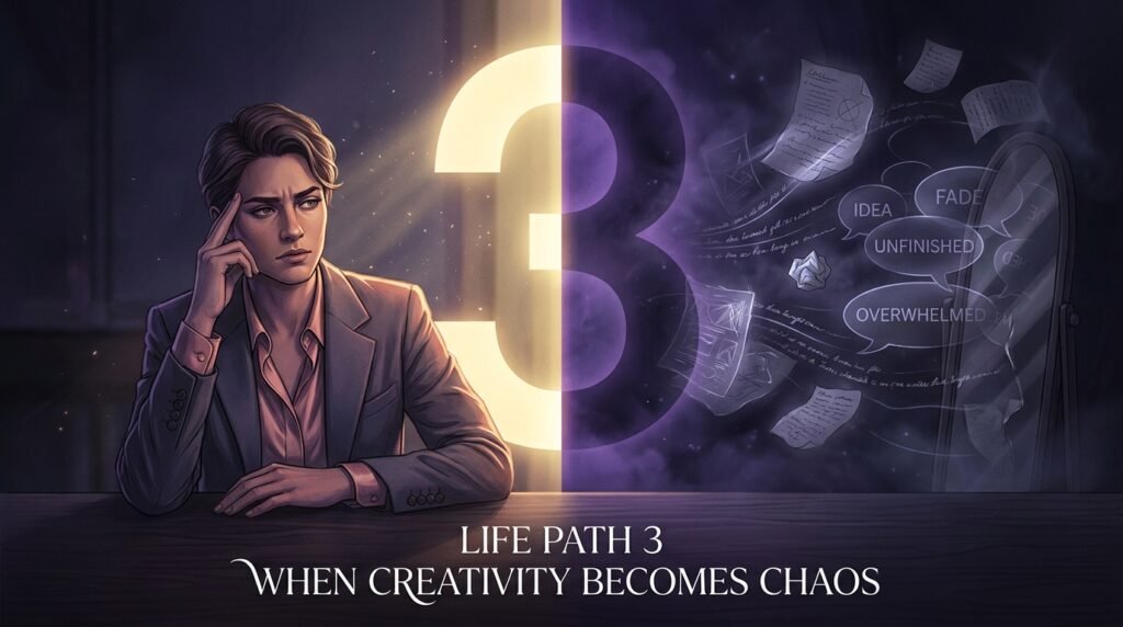 Shadow side of Life Path 3 showing the tension between creativity, distraction, and emotional expression